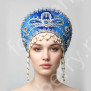 Кокошник Отрада, синий с серебром- фото 1
