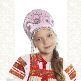 Кокошник Котёна, розовый с серебром- фото 1